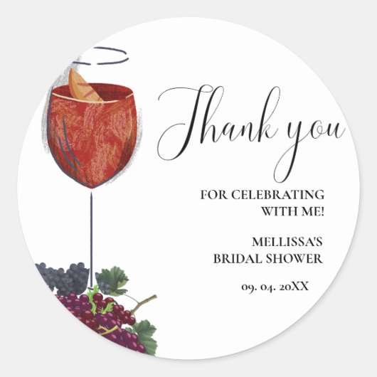 Bruiloft wijnproeverij Bedankt Ronde Sticker (Voorkant)