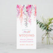 Bruiloft wijnstokken cascading waterverf koraal ro programmakaart (Staand voorkant)