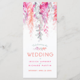 Bruiloft wijnstokken cascading waterverf koraal ro programmakaart