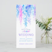 Bruiloft wijnstokken cascading waterverf paarse bl programmakaart (Staand voorkant)