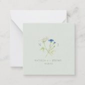 Bruiloft wildbloem monogram verandering van plan notitiekaartje (Voorkant)