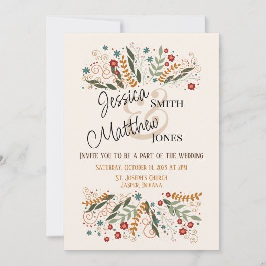 Bruiloft Wildbloemen Moderne Inspirivity Elegant Kaart (Voorkant)