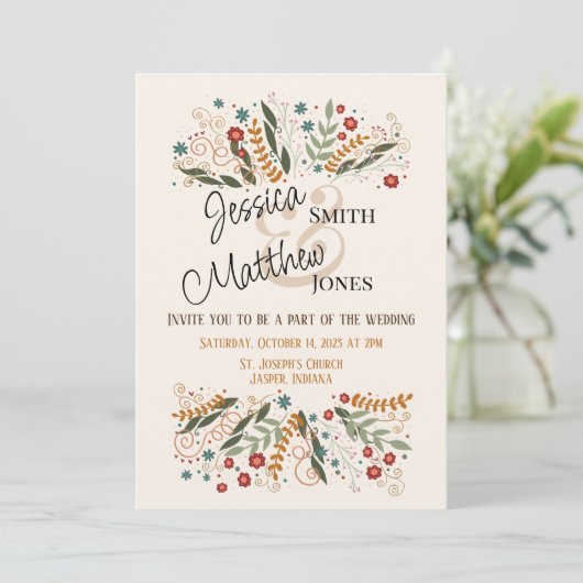 Bruiloft Wildbloemen Moderne Inspirivity Elegant Kaart (Staand voorkant)