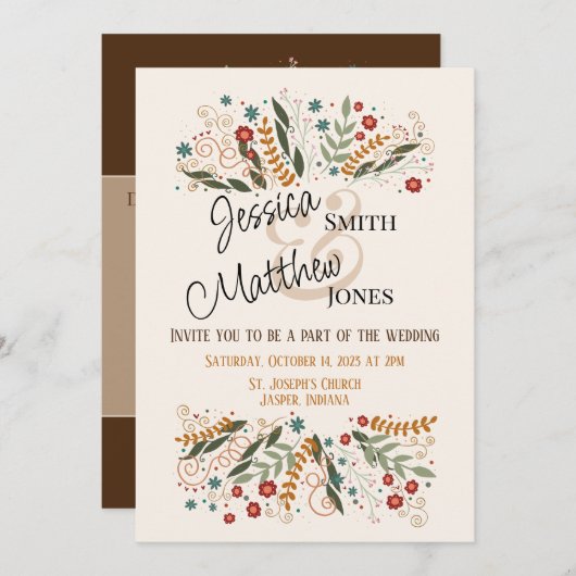 Bruiloft Wildbloemen Moderne Inspirivity Elegant Kaart (Voorkant / Achterkant)