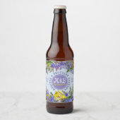 Bruiloft Wildbloemen Monogram Bloemen Bier Etiket (Voorkant)