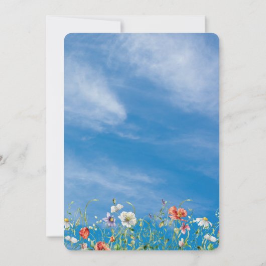 Bruiloft Wildbloemen op zomerhemel Kaart (Achterkant)