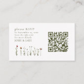 Bruiloft wilde bloemen RSVP QR Code Informatiekaartje (Voorkant)
