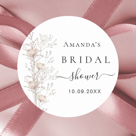 Bruiloft wildflower bloei beige ronde sticker