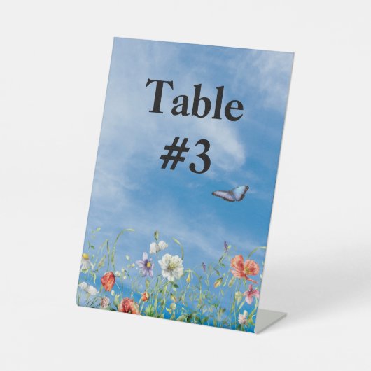 Bruiloft Wildflower Border Reclamebord Met Voetstuk (Voorkant)