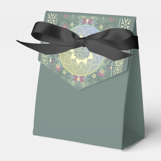 Bruiloft Wildflower Mandala w/Couple+Date Bedankdoosjes (Voorkant Zijde)