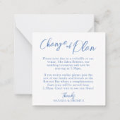 Bruiloft wildflower monogram blauwe verandering va notitiekaartje (Achterkant)