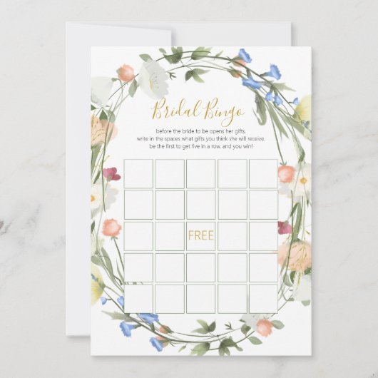 Bruiloft Wildflowers Bingo Spel Feestdagenkaart (Voorkant)
