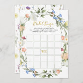 Bruiloft Wildflowers Bingo Spel Feestdagenkaart (Voorkant / Achterkant)