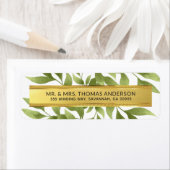 Bruiloft Willows Waterverf Groen Gouden Folie Trim Etiket (Insitu)