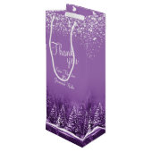 Bruiloft winter pijnbomen paarse kunst dank u wijn cadeautas (Achterkant Gekanteld)