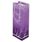 Bruiloft winter pijnbomen paarse kunst dank u wijn cadeautas (Voorkant Gekanteld)