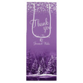 Bruiloft winter pijnbomen paarse kunst dank u wijn cadeautas (Voorkant)