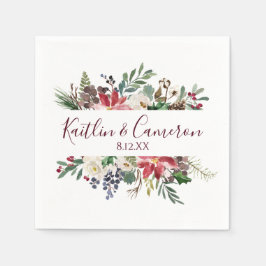 Bruiloft Winter Vakantie Servetten | Bourgogneblau