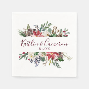 Bruiloft Winter Vakantie Servetten Bourgogneblau