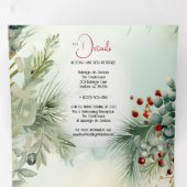 Bruiloft | Winter Waterverf groen Drieluik Uitnodiging (Binnenzijde eerst)