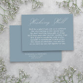 Bruiloft Wishing Well Kalligrafie Script Dusty Blu Informatiekaartje