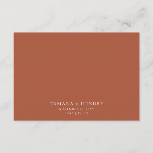 Bruiloft Wishing Well Kalligrafie Script Terracott Informatiekaartje (Achterkant)