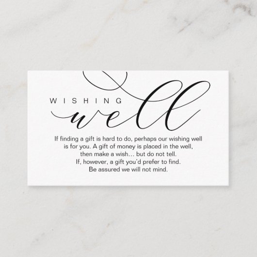 Bruiloft Wishing Well, Moderne Elegantie minimaal Informatiekaartje (Voorkant)