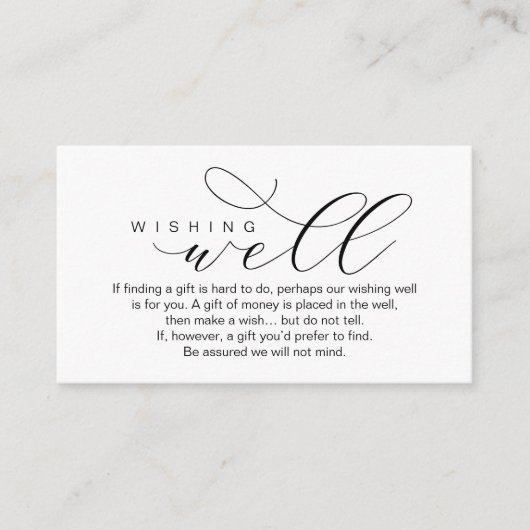 Bruiloft Wishing Well, Moderne Elegantie minimaal Informatiekaartje (Voorkant)