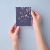 Bruiloft Wisteria Stof Paars Goud Save the Date Flyer (Hand)