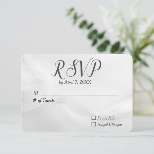 Bruiloft Wit Abstract RSVP (Staand voorkant)