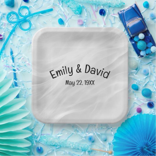 Bruiloft Wit Marmer Abstract Papieren Bordje (Feest)