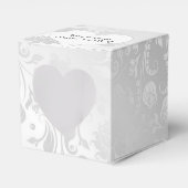 Bruiloft Wit Satijn Damast Met Hart Bedankdoosjes (Voorkant Zijde)