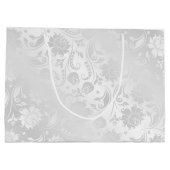 Bruiloft wit satijn damast met namen groot cadeauzakje (Achterkant)