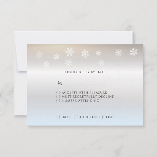 Bruiloft Witte Berken Sneeuwgele Lichten RSVP Kaartje (Achterkant)