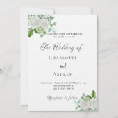 Bruiloft witte bloemen groen elegante luxe kaart (Voorkant)