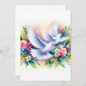 Bruiloft witte duiven Waterverf Kaart (Voorkant / Achterkant)