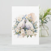 Bruiloft witte duiven Waterverf Kaart (Staand voorkant)