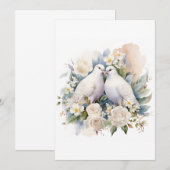 Bruiloft witte duiven Waterverf Kaart (Voorkant / Achterkant)