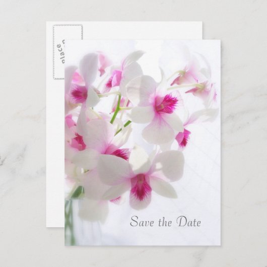Bruiloft. Witte orchideeën. Save the date Aankondigingskaart (Voorkant / Achterkant)