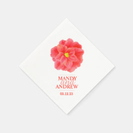 Bruiloft witte rode camellia aangepaste servetten