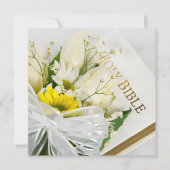 Bruiloft Witte Tulpen en Daisy Op Bijbel Kaart (Voorkant)