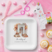 Bruiloft Witte voordeur Herfst Papieren Bordje (Feest)