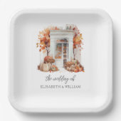 Bruiloft Witte voordeur Herfst Papieren Bordje (Voorkant)