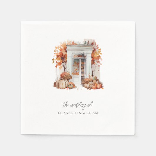 Bruiloft Witte voordeur Herfst Servet (Voorkant)