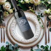 Bruiloft Witte Zwaan Marine Blauwe Wijn Down Wijn Etiket