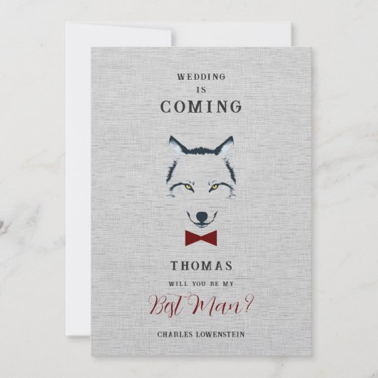 Bruiloft Wolf Best Man Grijs Shades Rood Bow Strop (Voorkant)