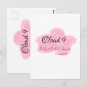 Bruiloft wolken negen rode pastel naamdatum briefkaart (Voorkant / Achterkant)