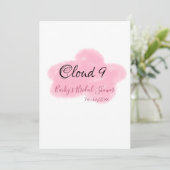 Bruiloft wolken negen rode pastel naamdatum kaart (Staand voorkant)