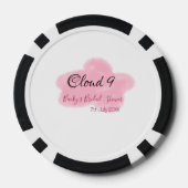 Bruiloft wolken negen rode pastel naamdatum poker chips (Achterkant)