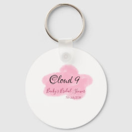 Bruiloft wolken negen rode pastel naamdatum sleutelhanger